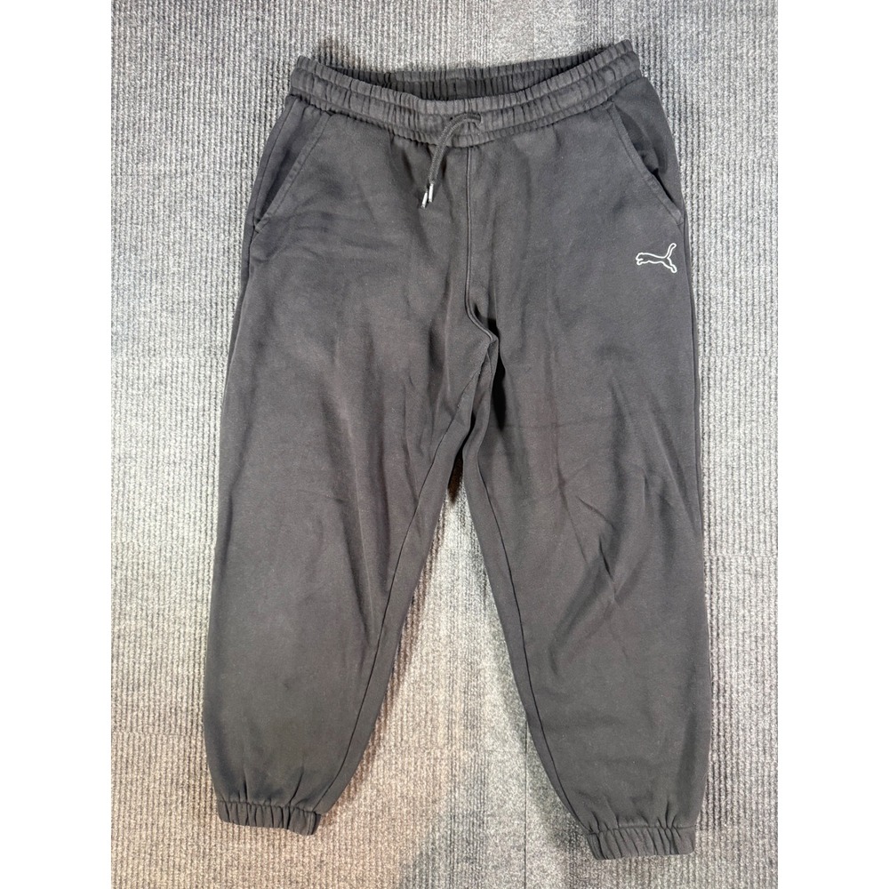 Puma Mens Black Jogger Sweatpants Size Large Embroidered Logo